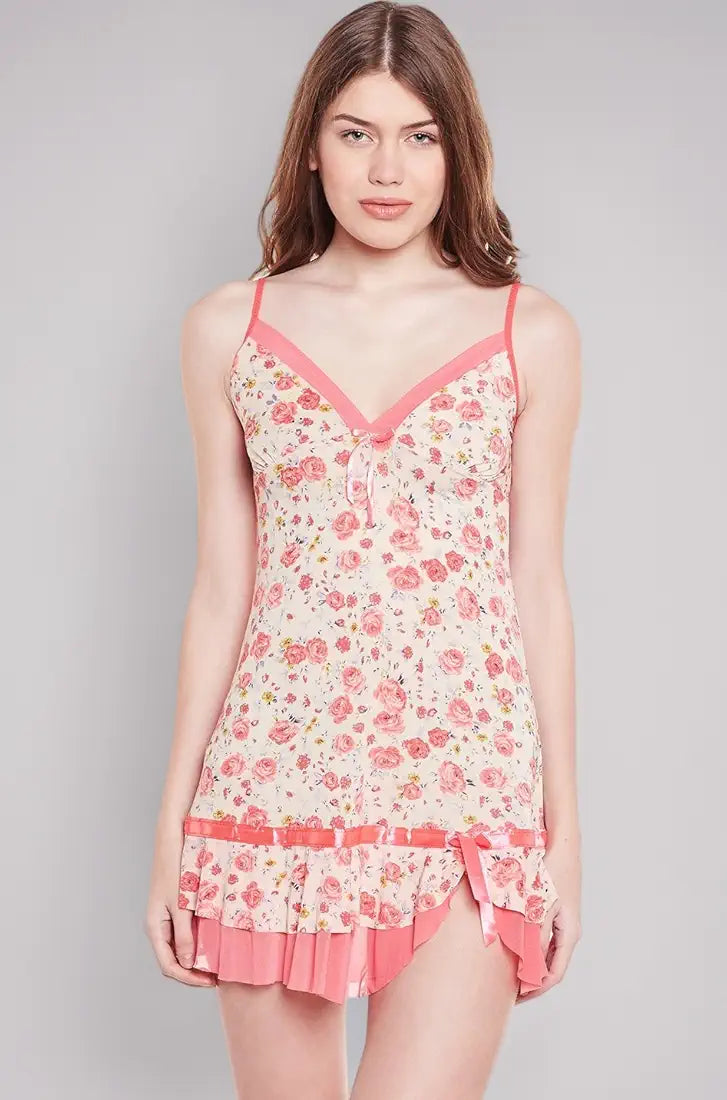 Women Chemise Nightgown Baby Doll Bridal Nightwear 2 Pcs