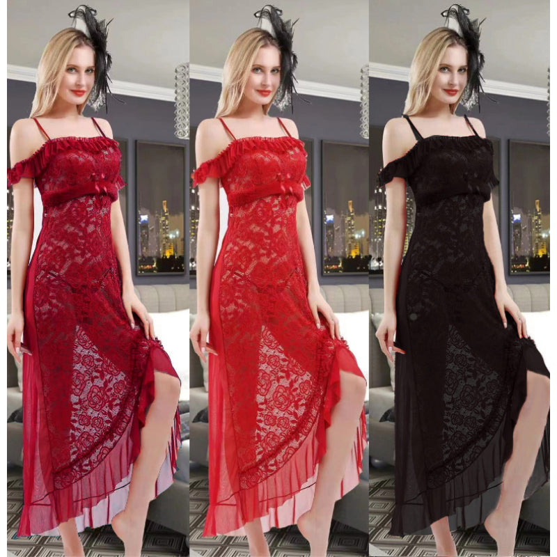 Ladies beautiful Long Split Nightgown Sleepwear