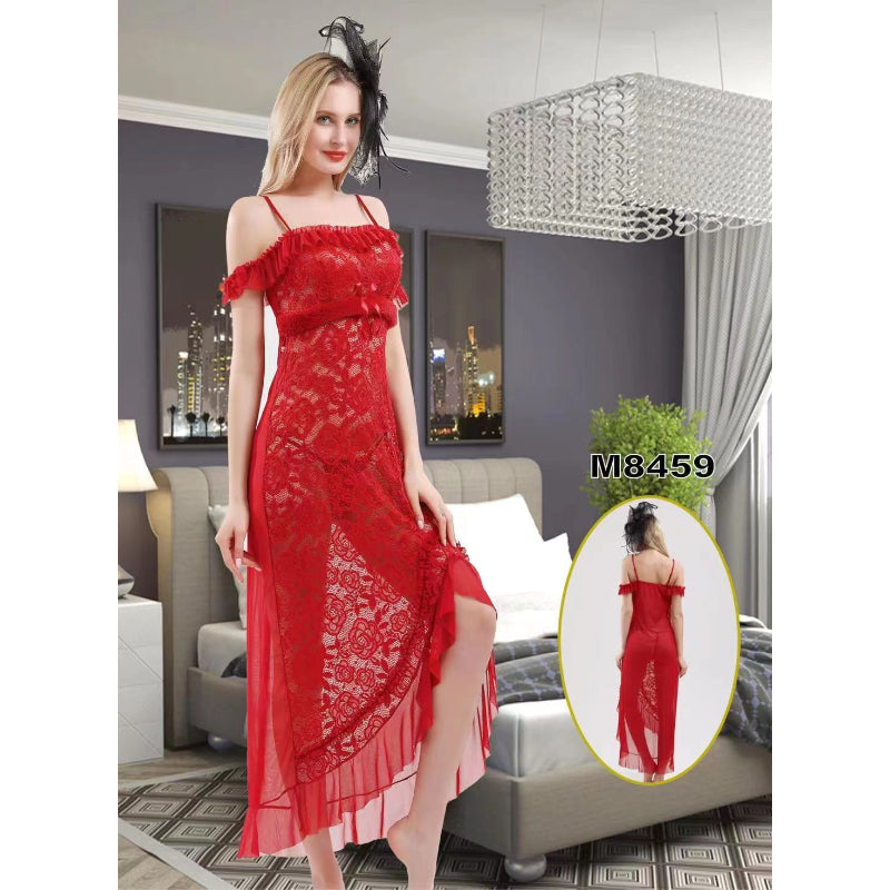 Ladies beautiful Long Split Nightgown Sleepwear