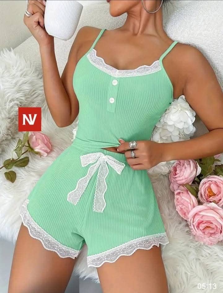 Summer 2 Piece Pajama Shorts, Casual Women's Homewear Set