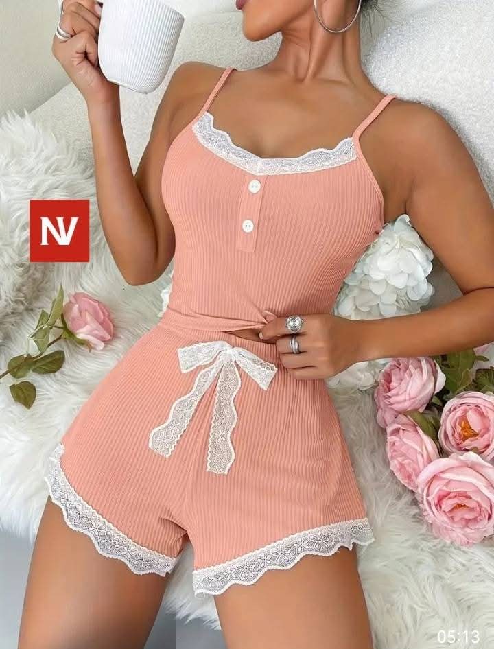 Summer 2 Piece Pajama Shorts, Casual Women's Homewear Set